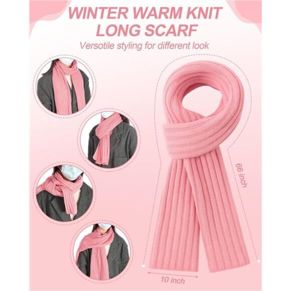 4 Pcs Winter Beanie Hat Scarf Gloves Set - Picture 3 of 5